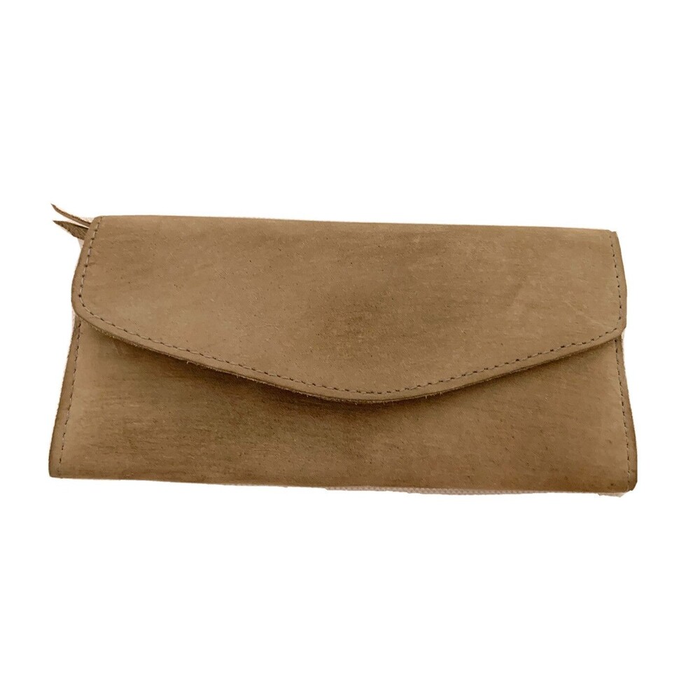 FashionABLE Beige Genuine Leather  Folding Wallet & Pouch Beige Nude ABLE